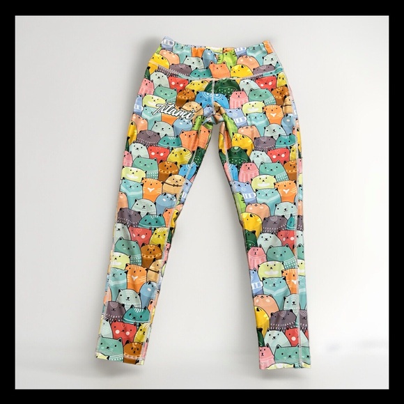 Tatami Funky fight wear leggings Cats colorful active wear Sz M - Picture 1 of 5